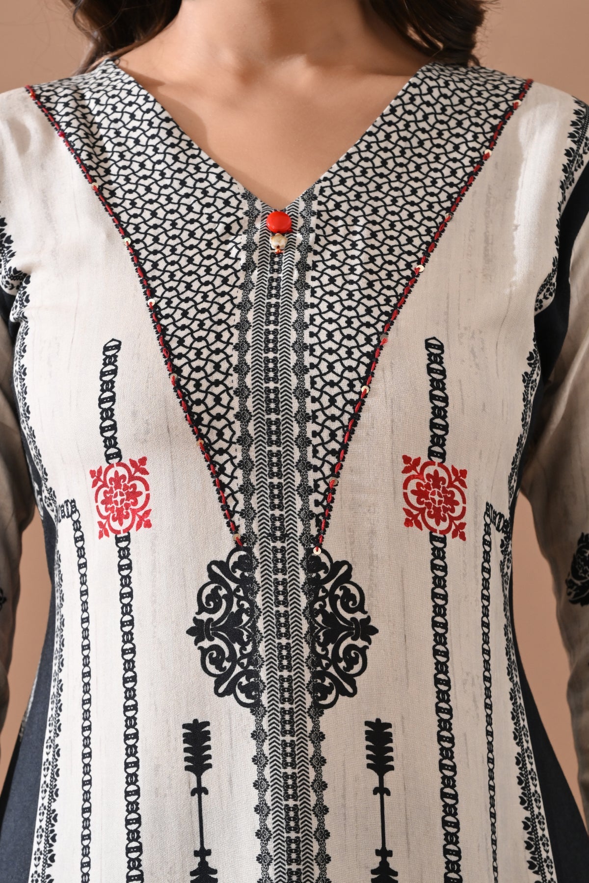 Cream Printed Kurta