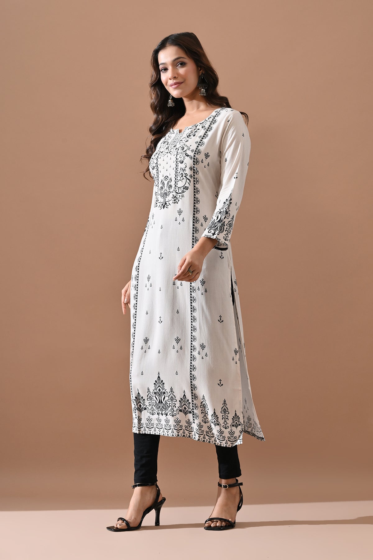Cream Printed Kurta