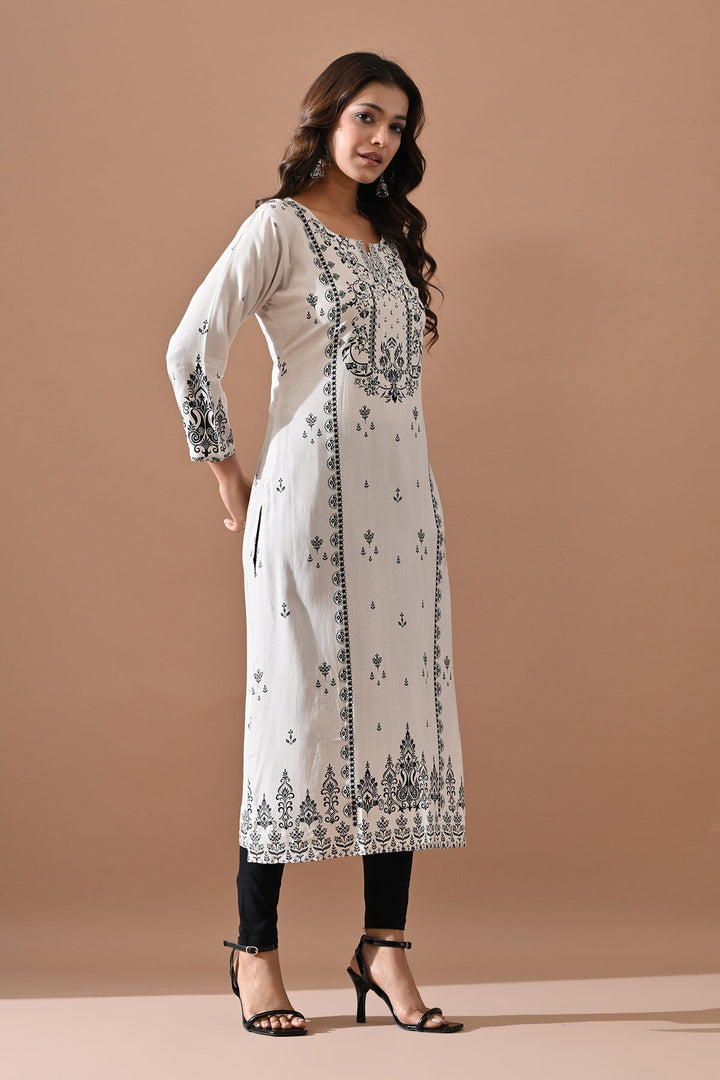 Cream Printed Kurta