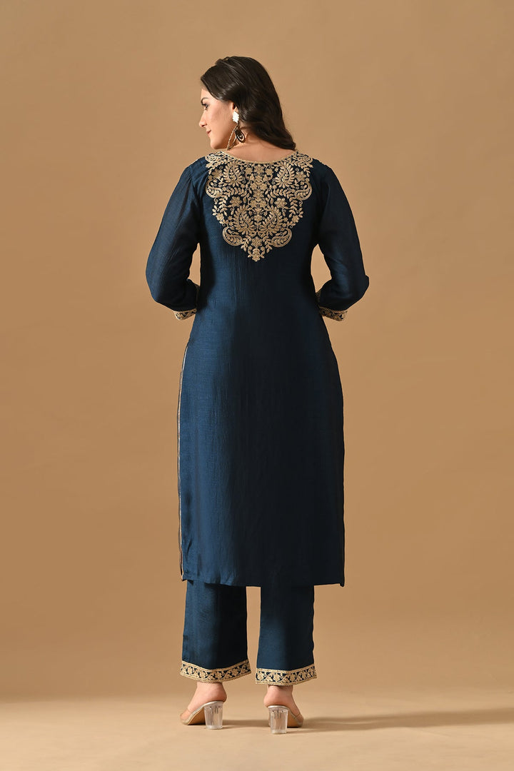 Teal Embroidered Kurta Set