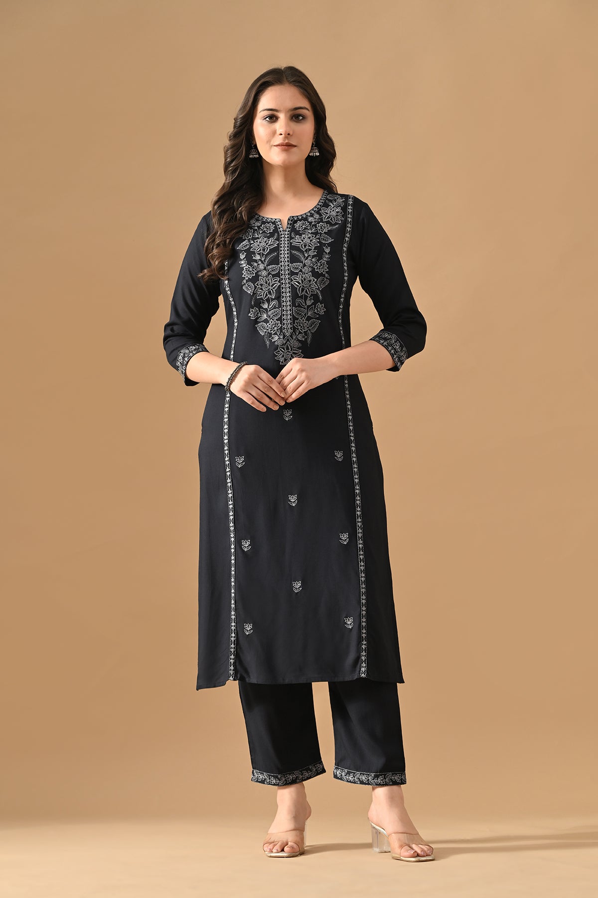 Blue Embroidered Kurta Set