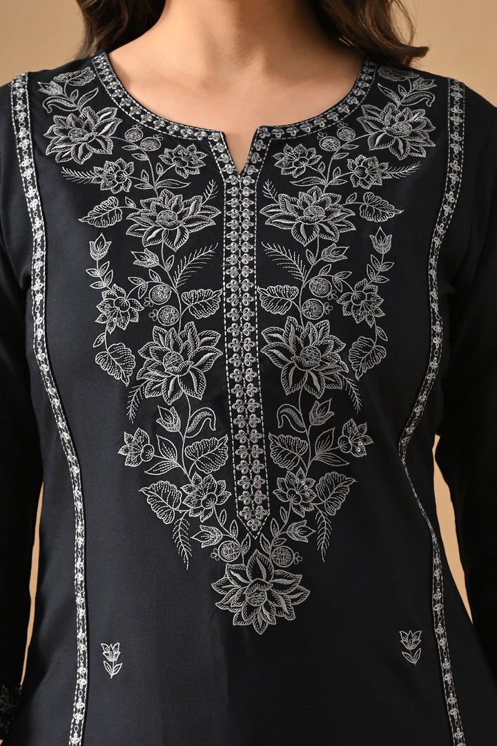 Blue Embroidered Kurta Set