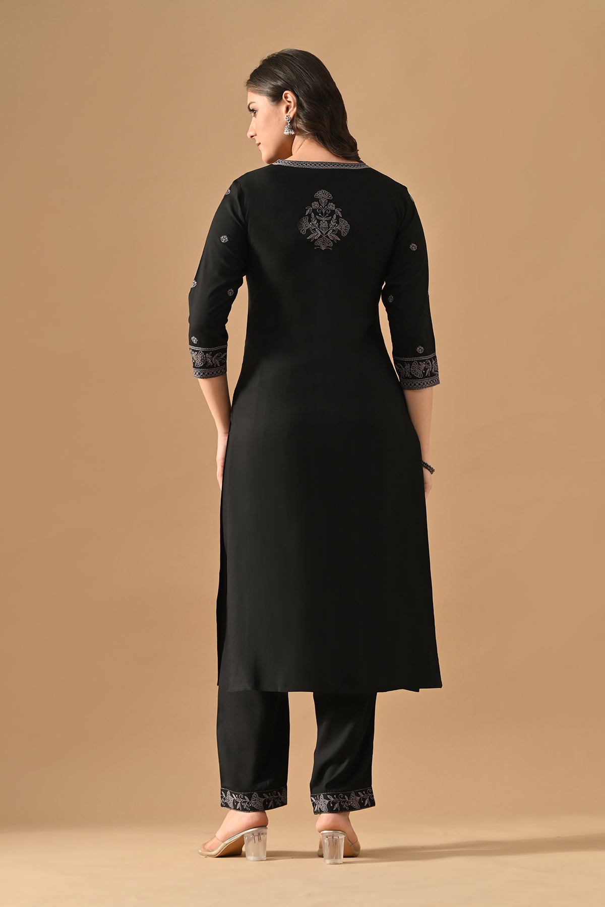 Black Embroidered Kurta 2 Pcs Set
