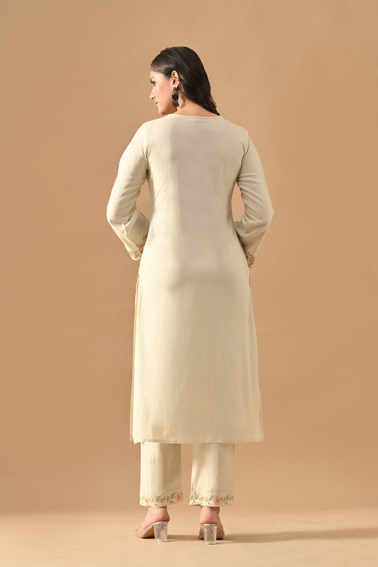 Cream Embroidered Kurta Set