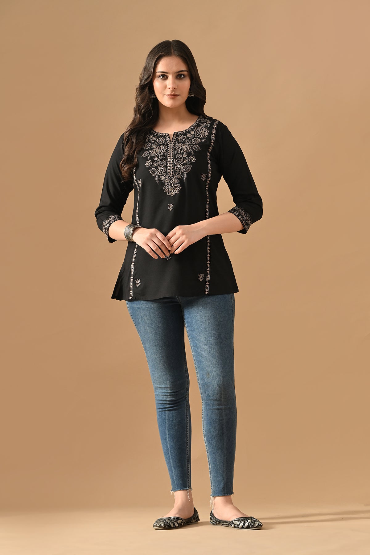 Black Embroidered Top