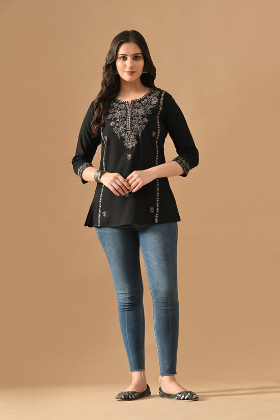 Black Embroidered Top