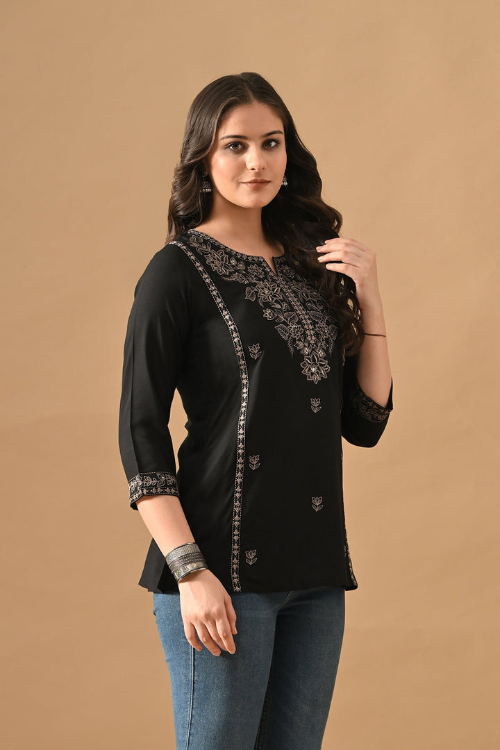 Black Embroidered Top