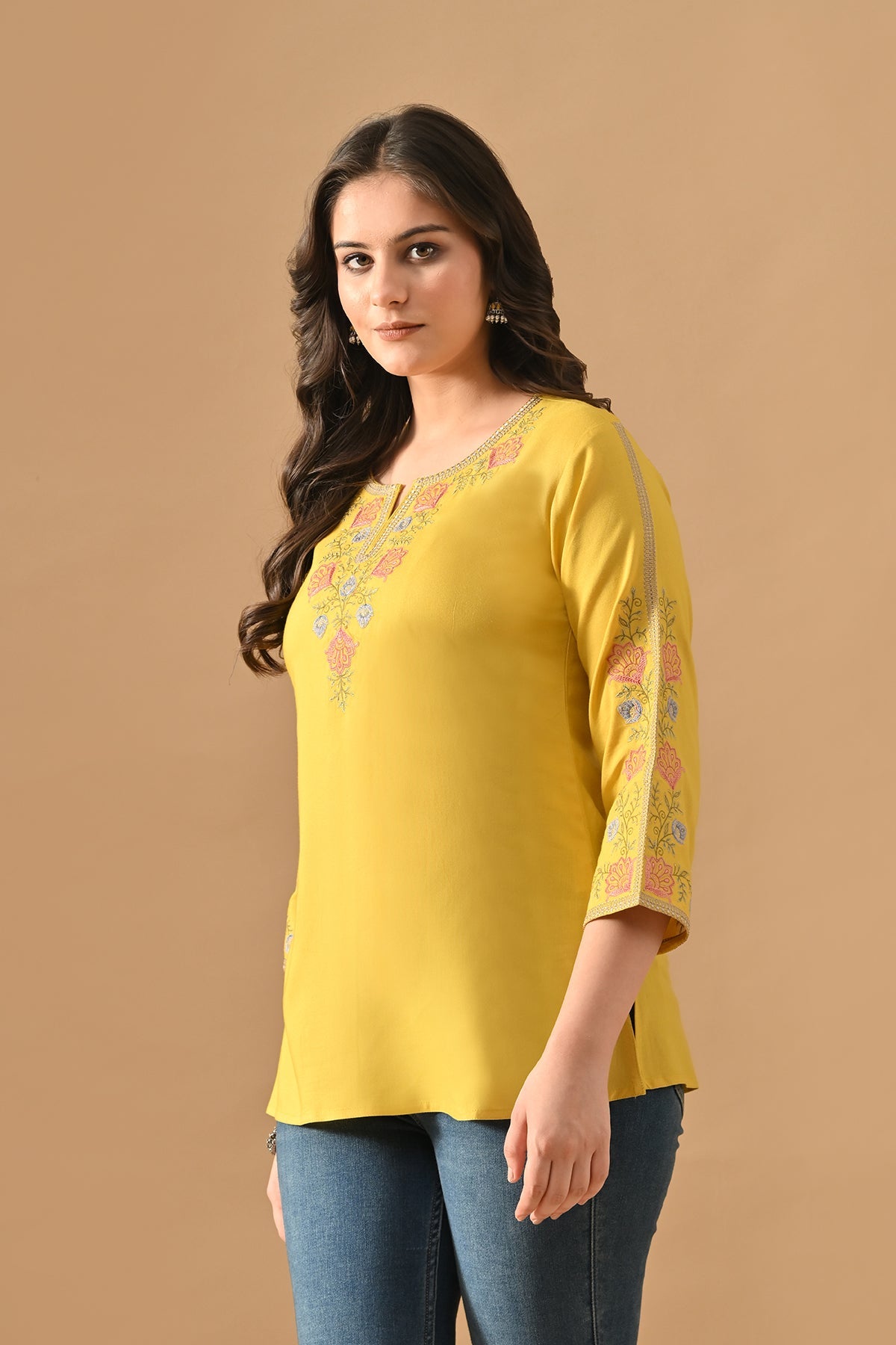 Yellow Embroidered Top