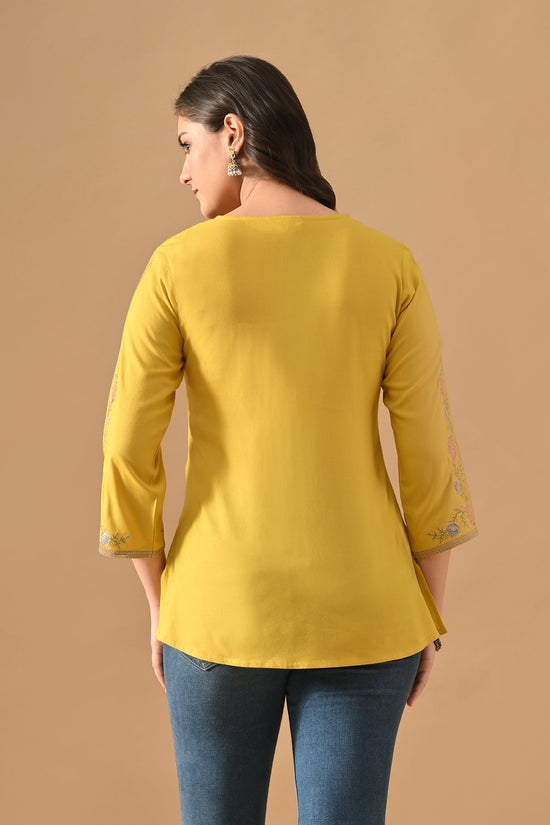 Yellow Embroidered Top