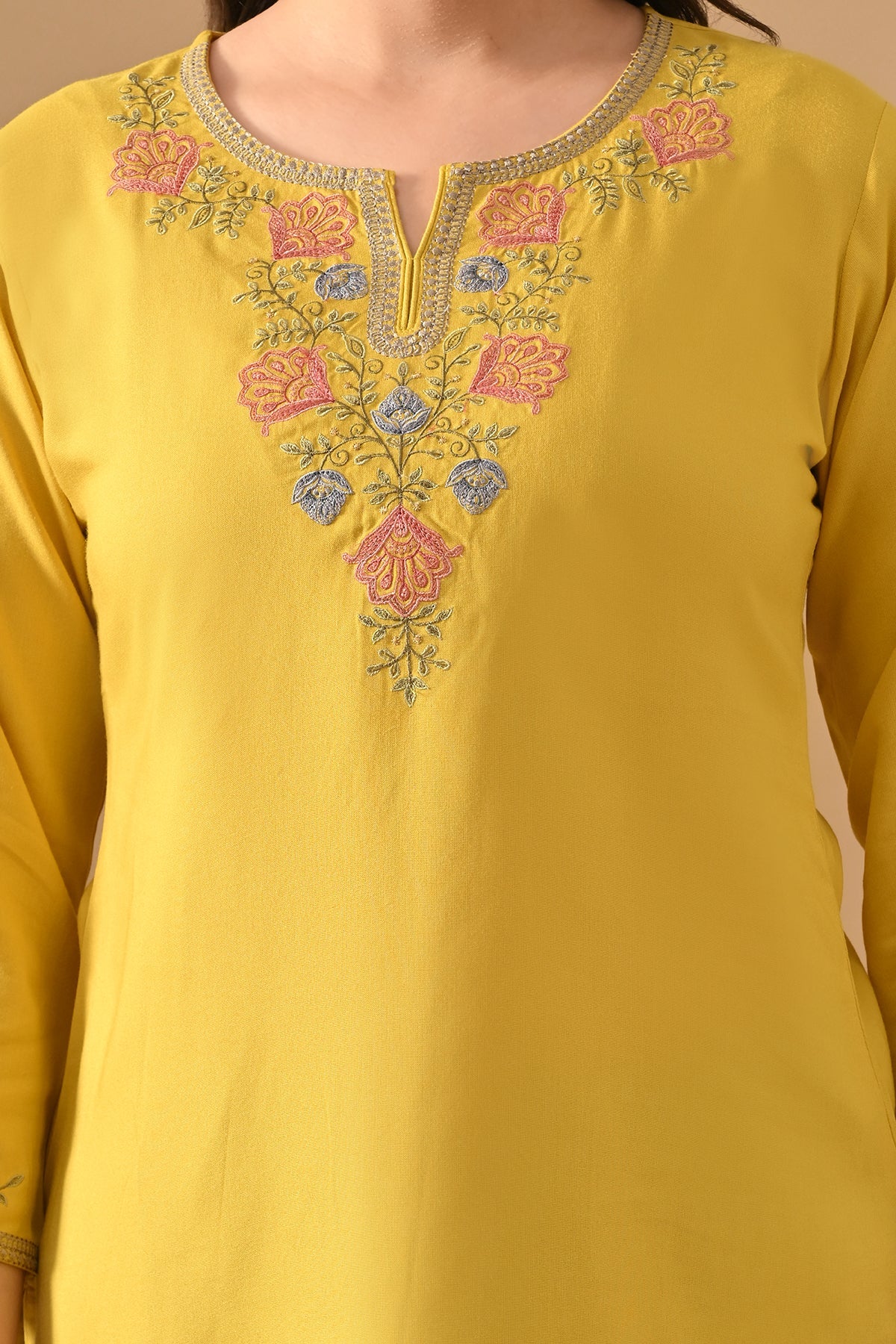 Yellow Embroidered Top