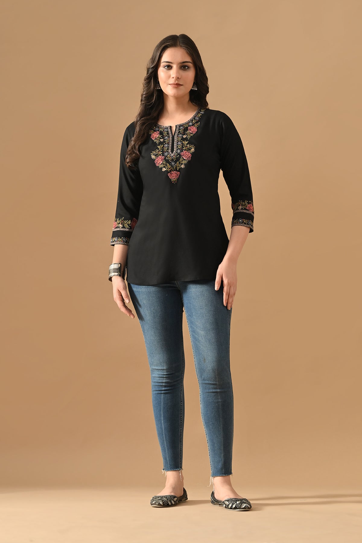 Black Embroidered Top