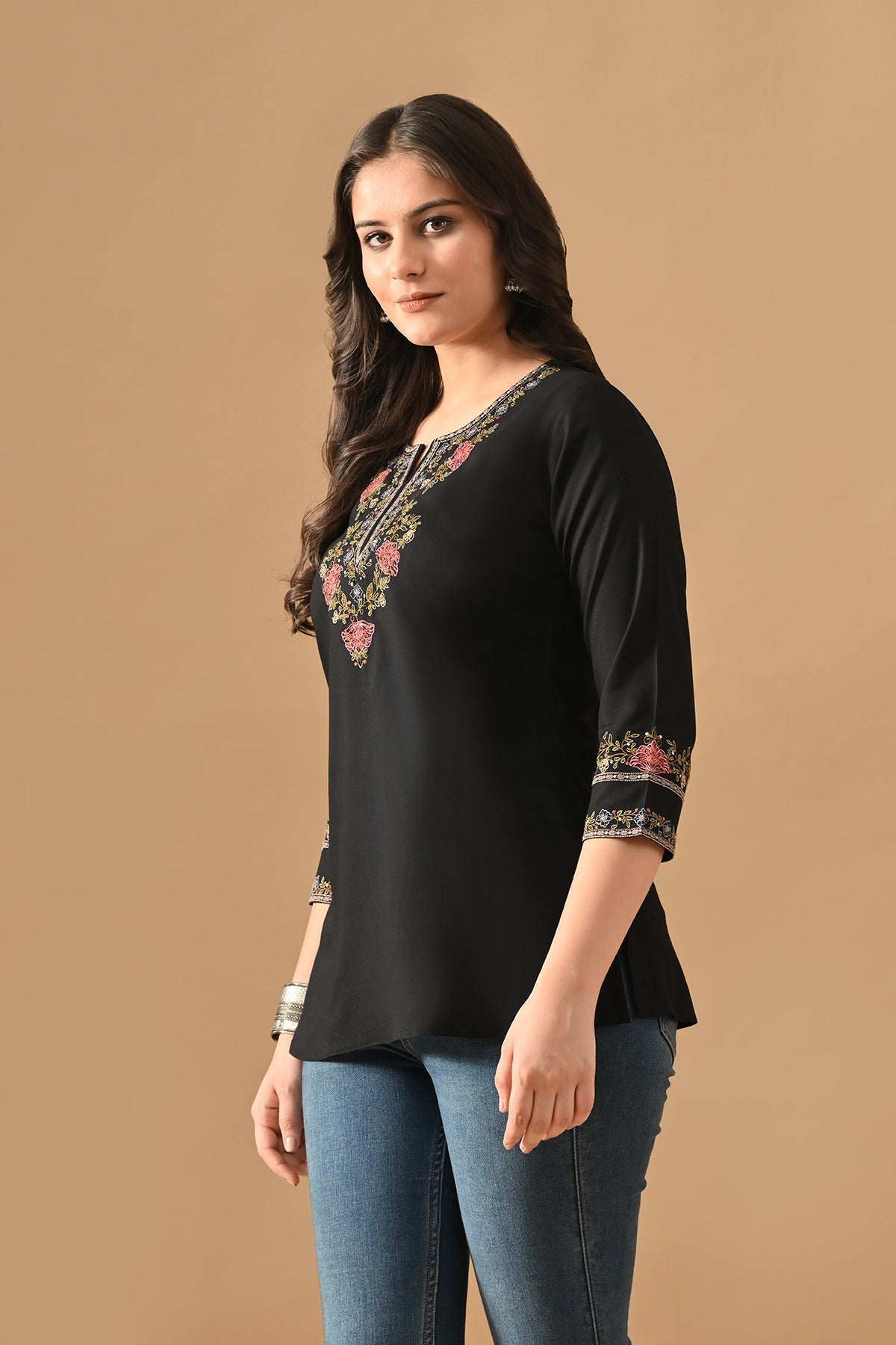 Black Embroidered Top