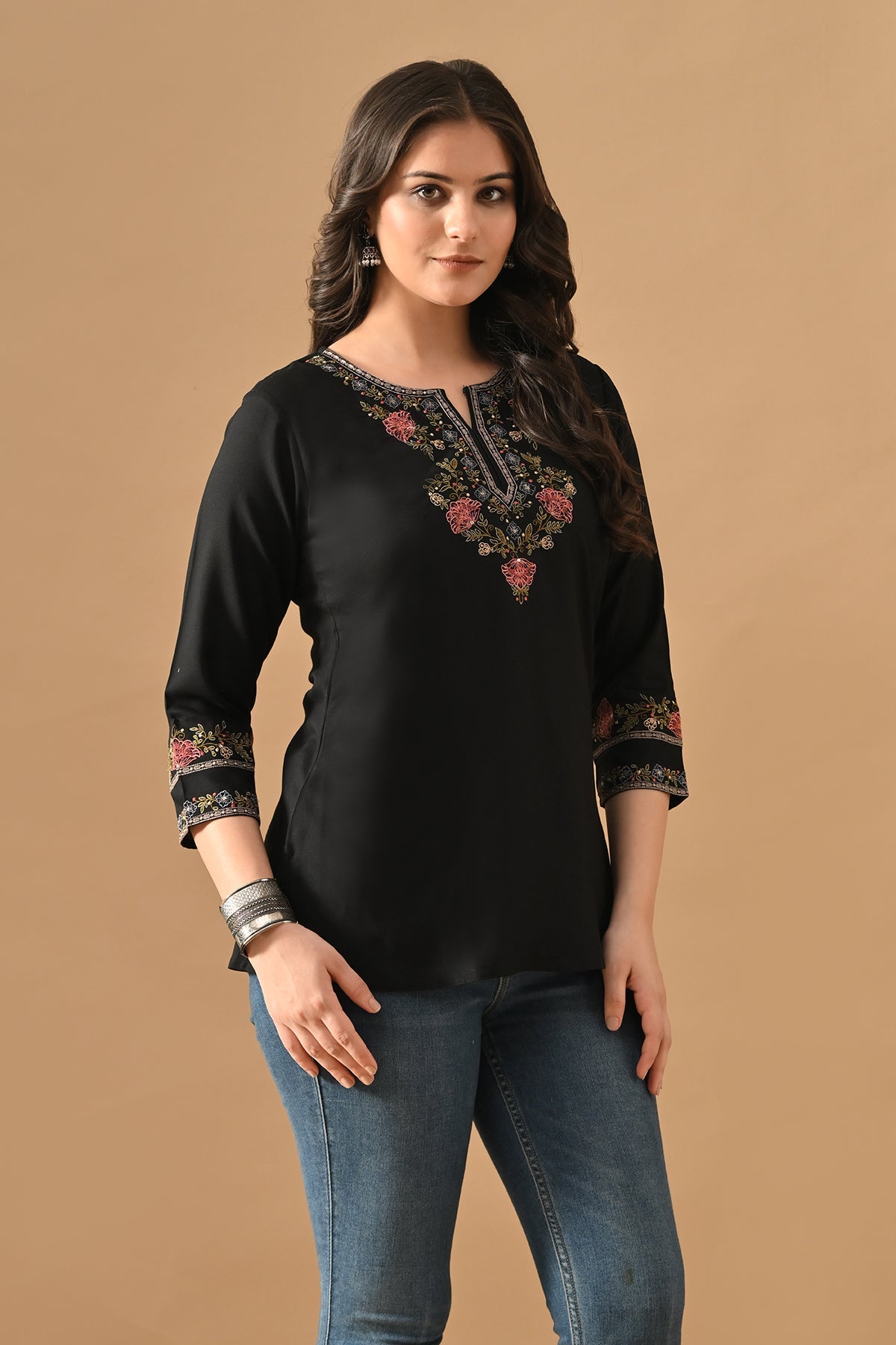 Black Embroidered Top