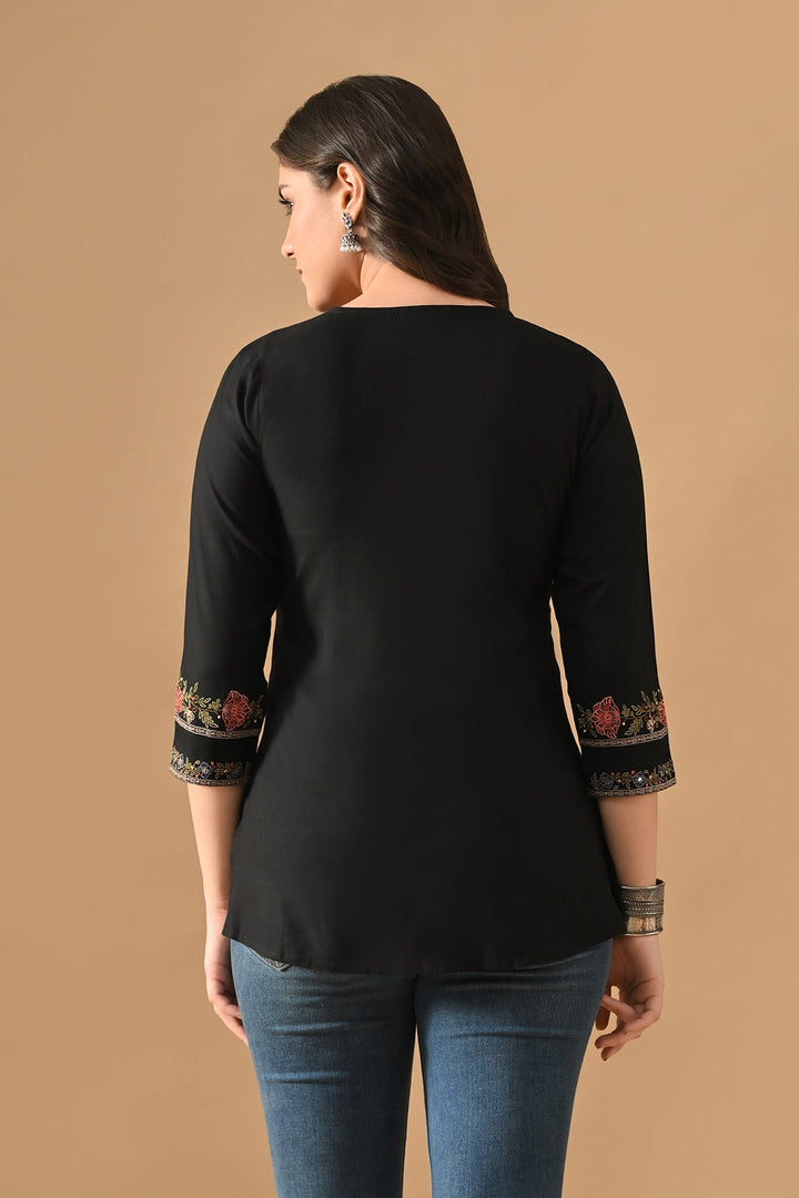 Black Embroidered Top