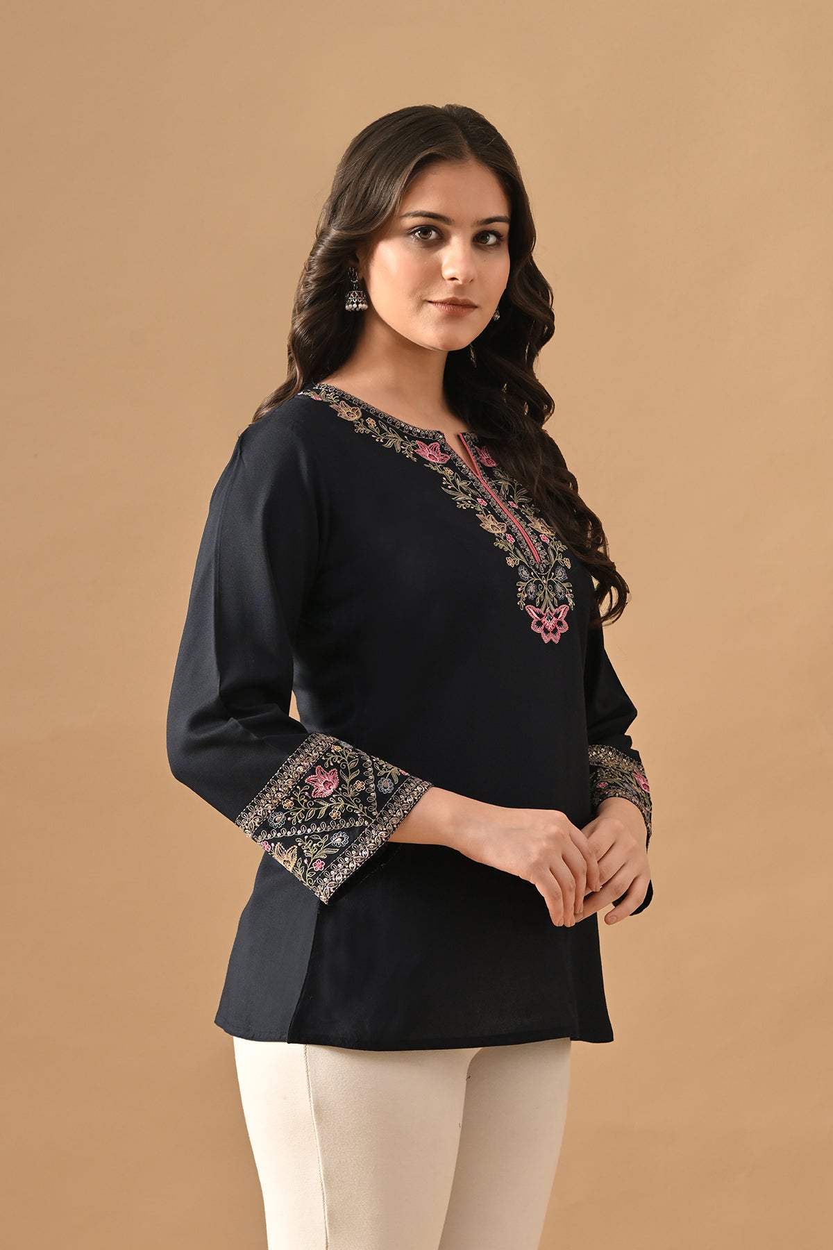 Blue Embroidered Top