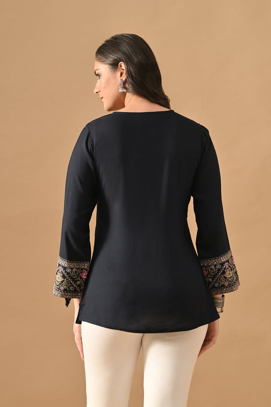 Blue Embroidered Top