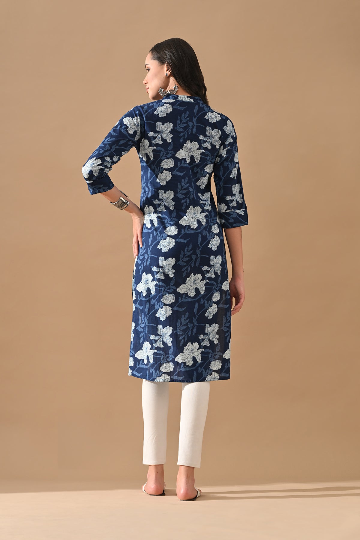 Blue Floral Printed Kurta