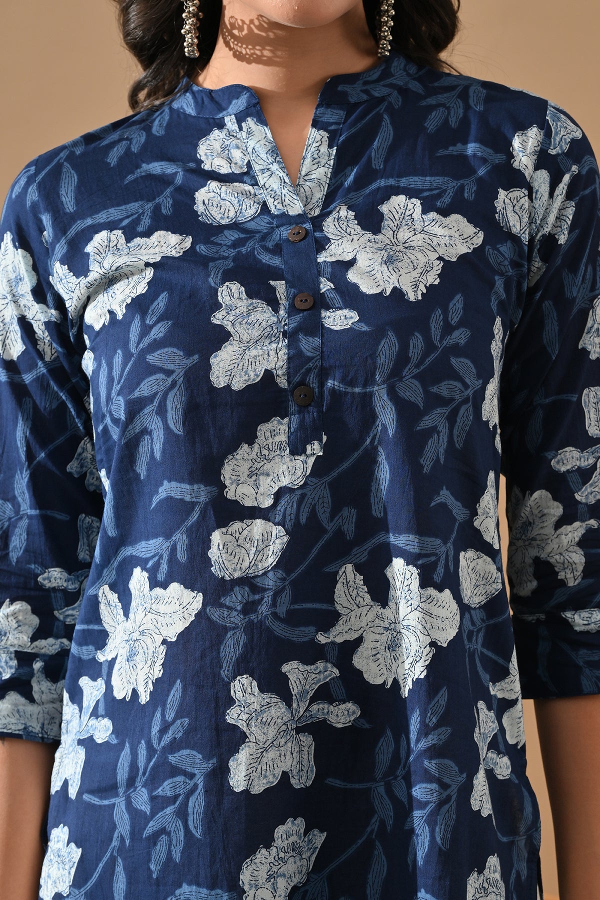 Blue Floral Printed Kurta