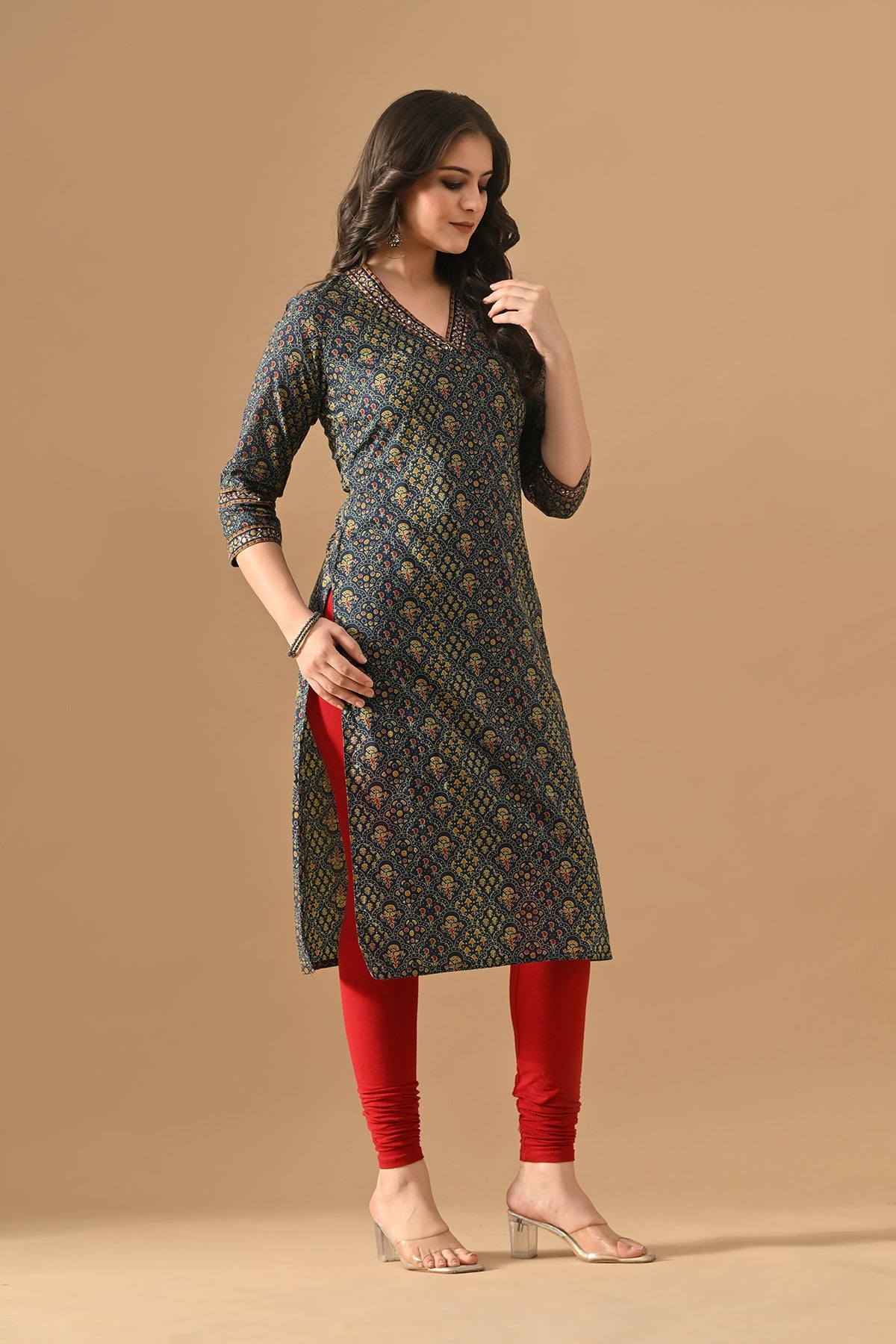 Blue Printed Straight Kurta