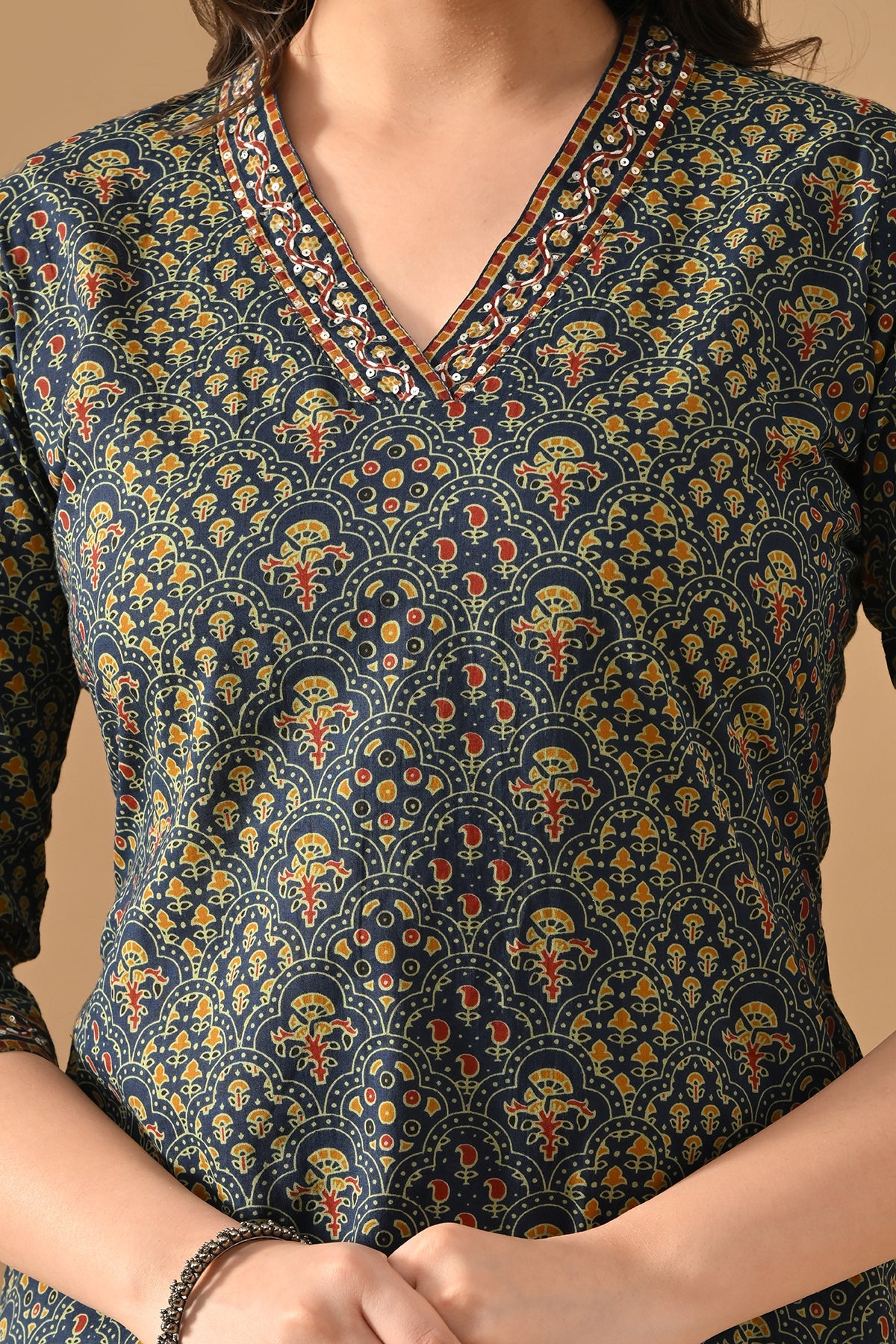 Blue Printed Straight Kurta