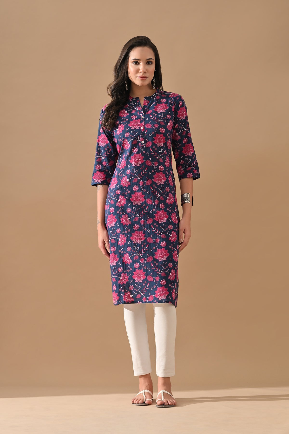 Blue Floral Printed Kurta