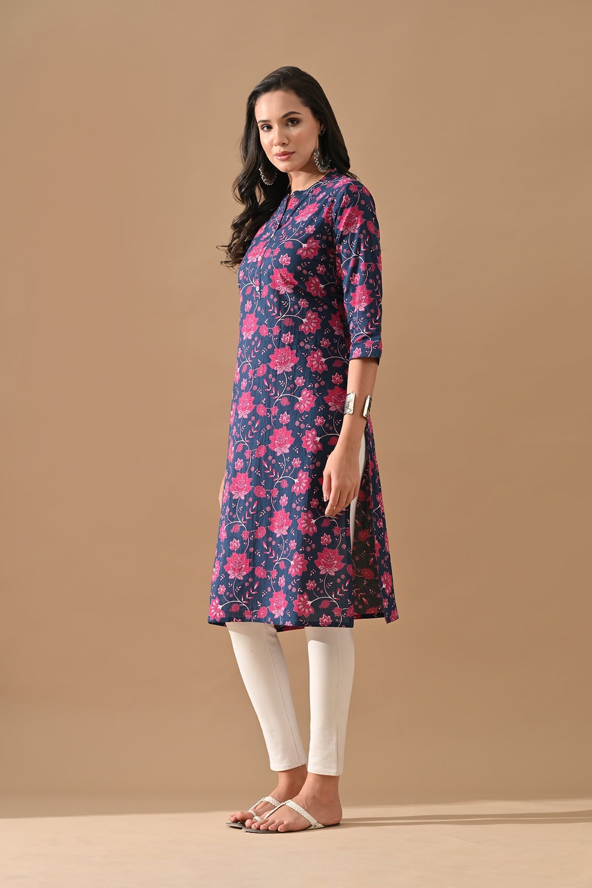 Blue Floral Printed Kurta