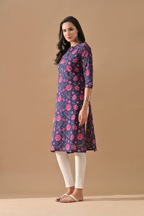 Blue Floral Printed Kurta