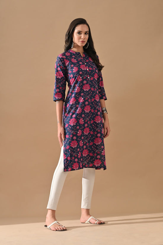 Blue Floral Printed Kurta