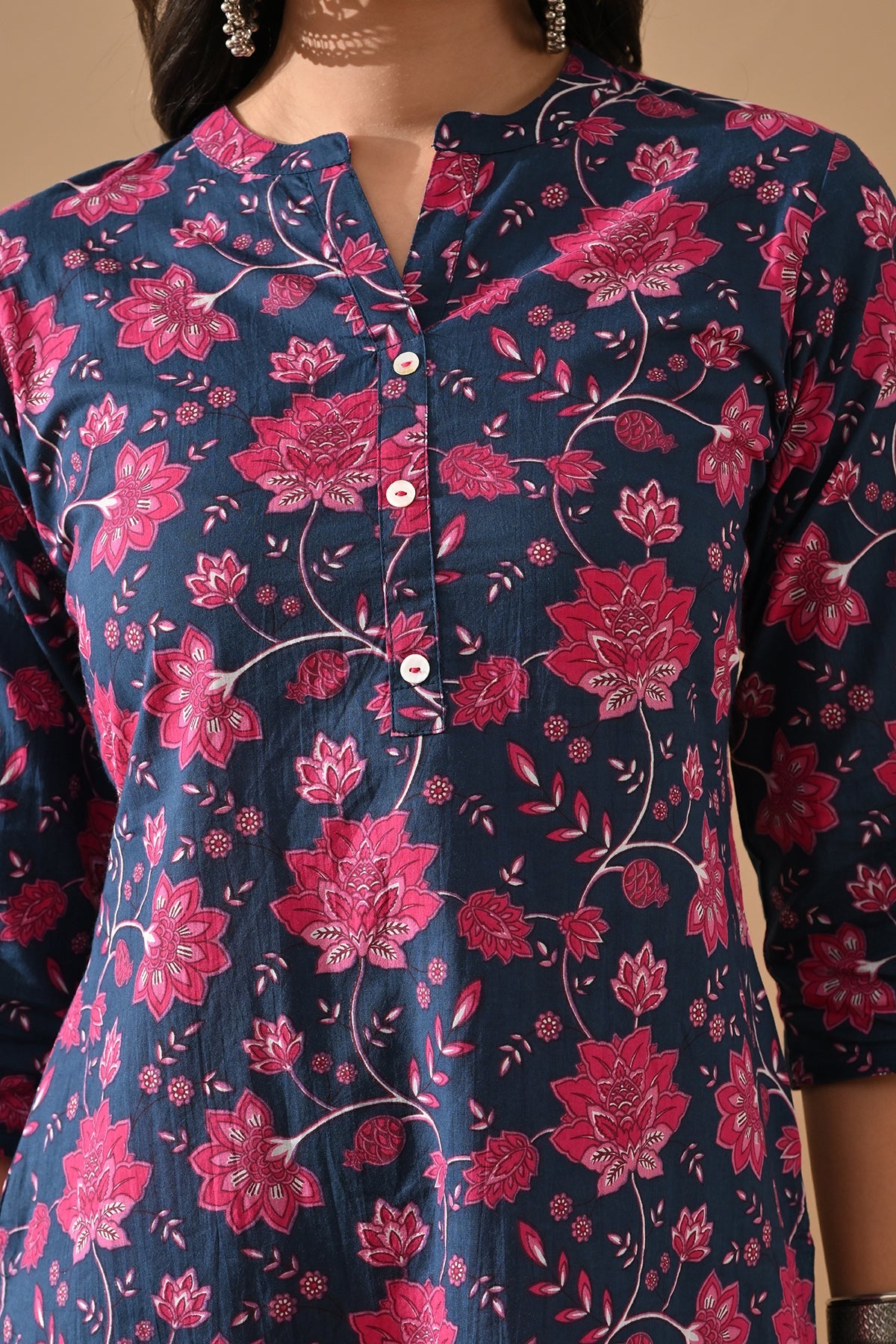 Blue Floral Printed Kurta