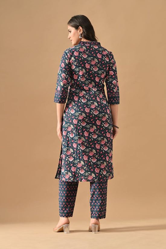 Blue Floral Printed Kurta Set