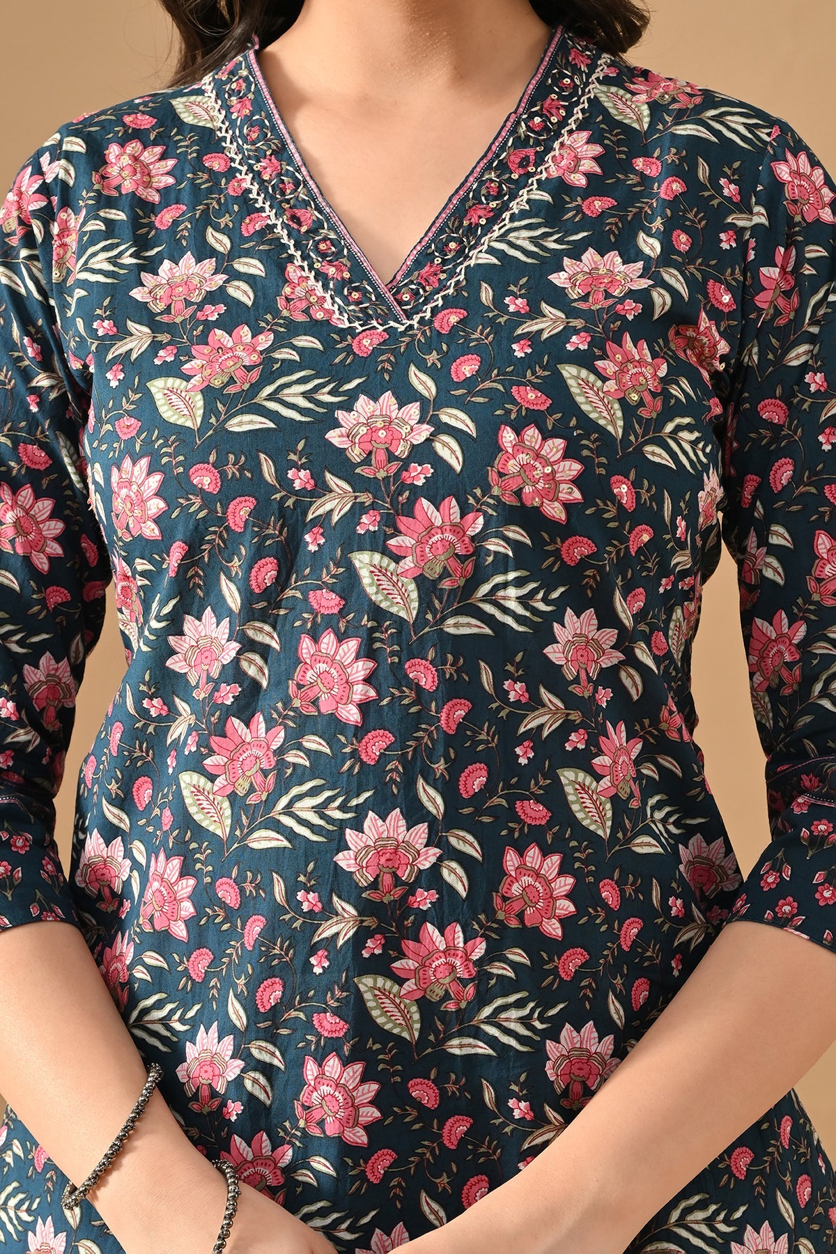 Blue Floral Printed Kurta Set