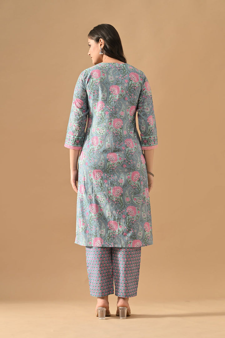 Blue Printed Kurta Set