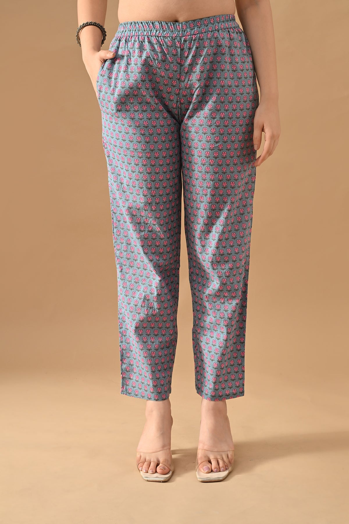 Blue Printed Kurta 3 Pcs Set