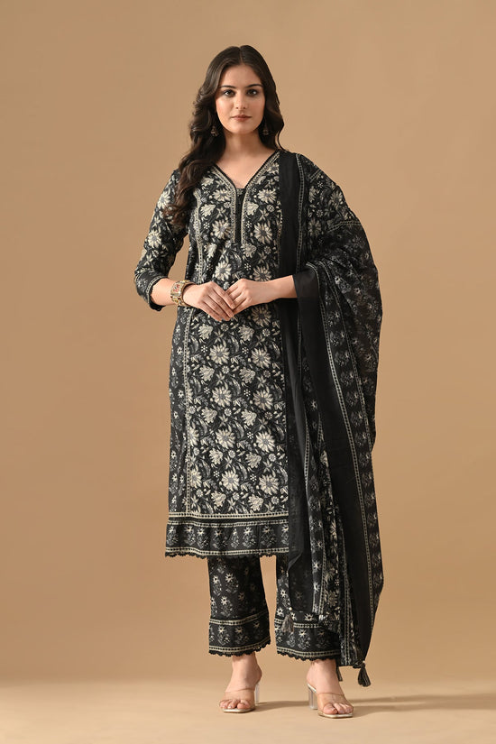 Black Printed Kurta Set