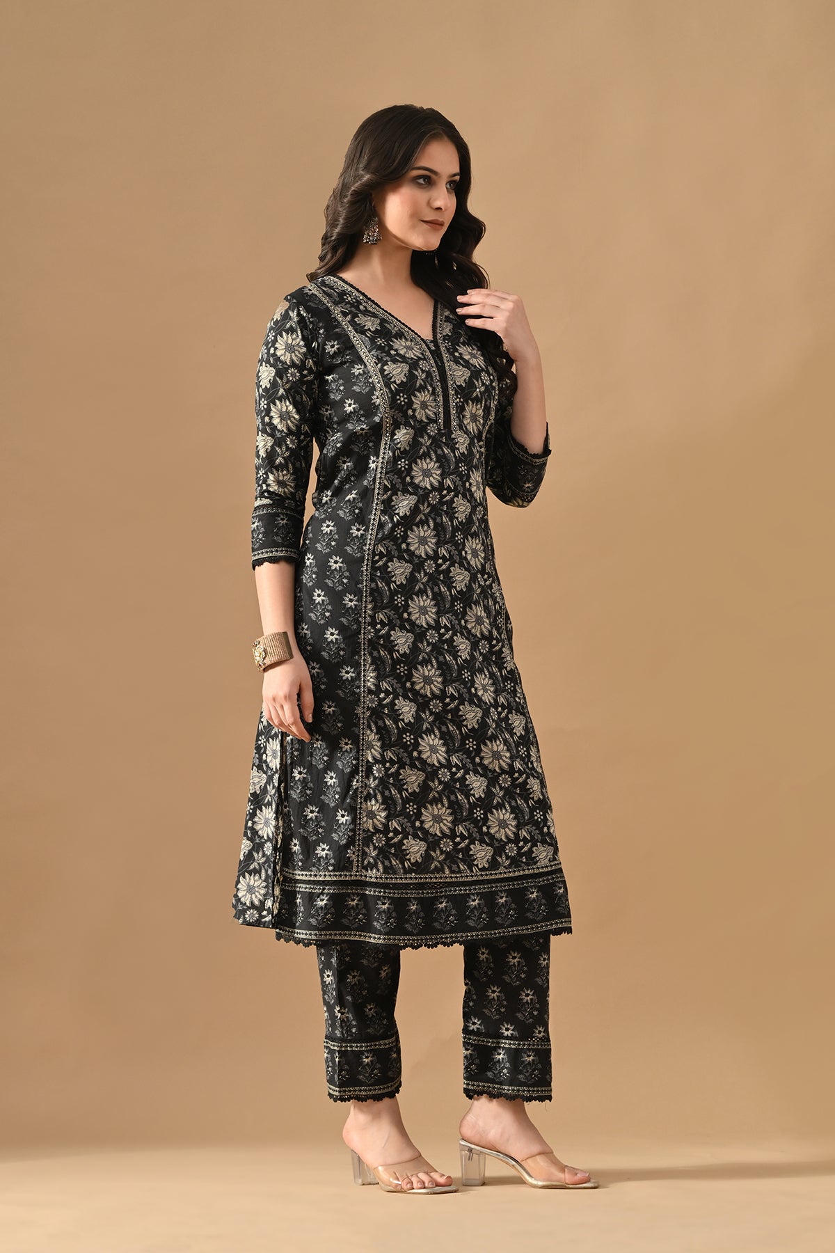 Black Printed Kurta Set