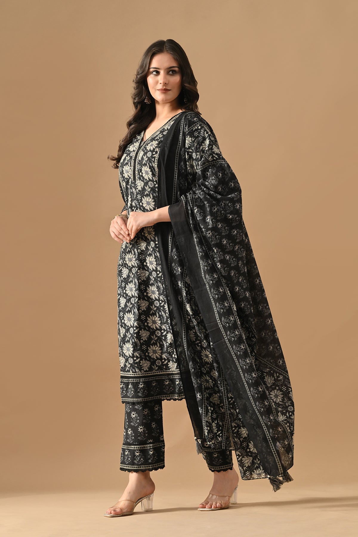 Black Printed Kurta Set