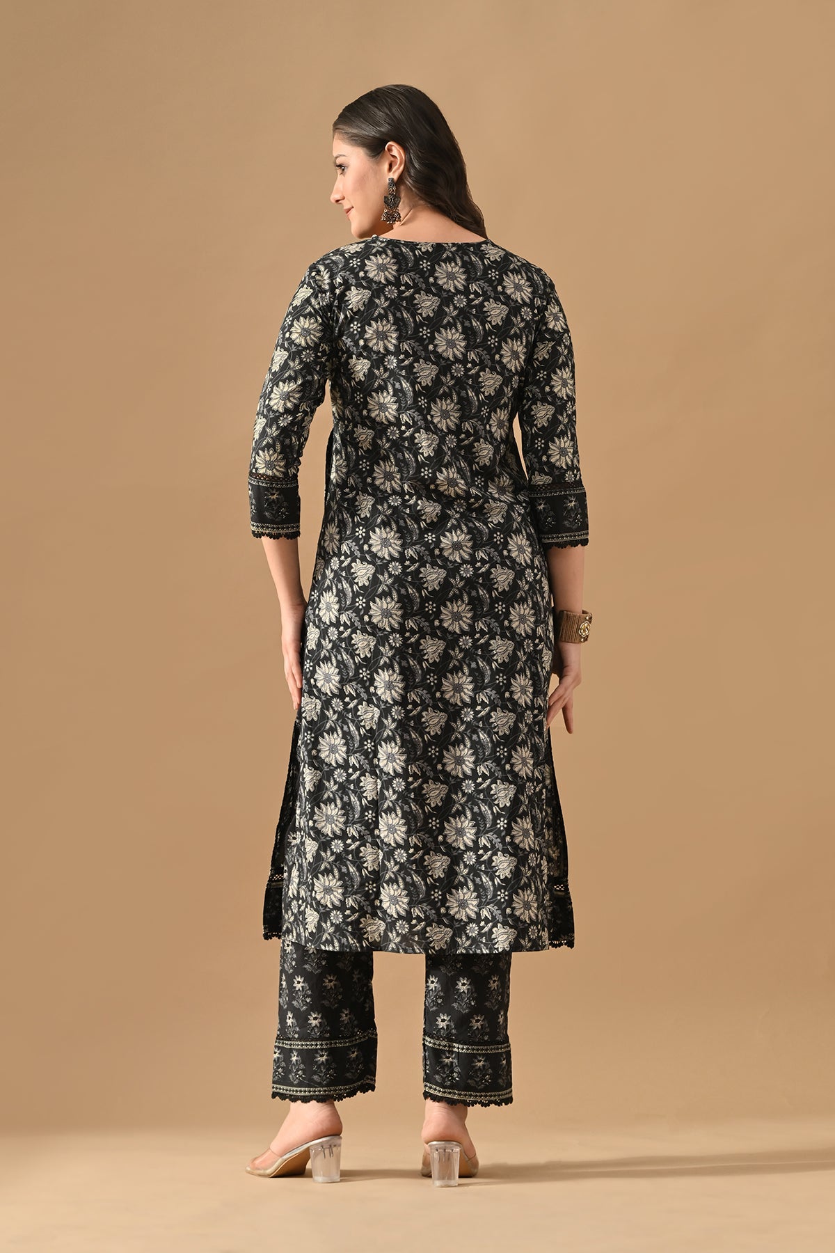 Black Printed Kurta Set
