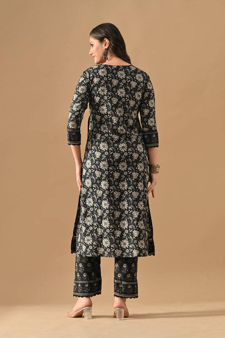 Black Printed Kurta Set