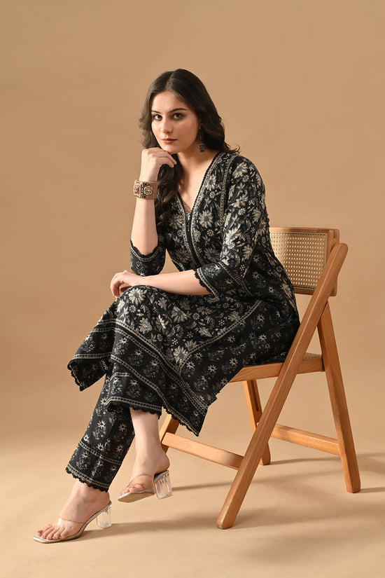 Black Printed Kurta Set