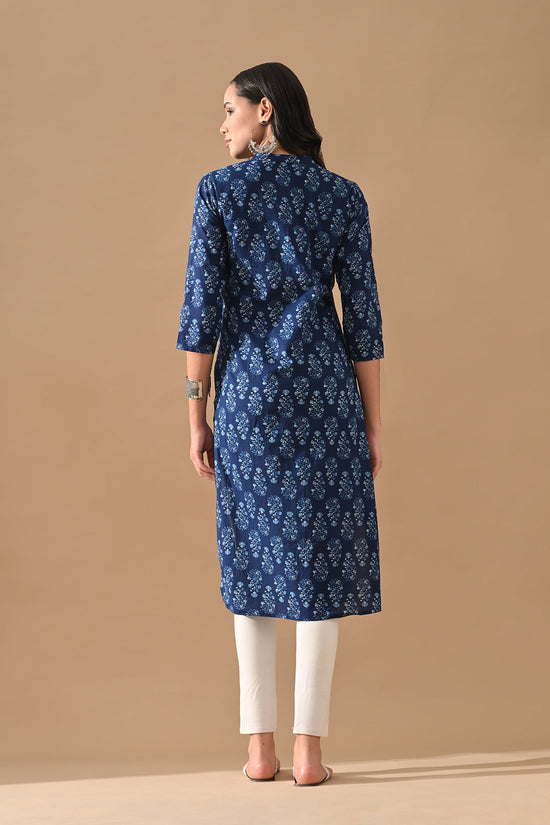 Blue Printed Straight Kurta