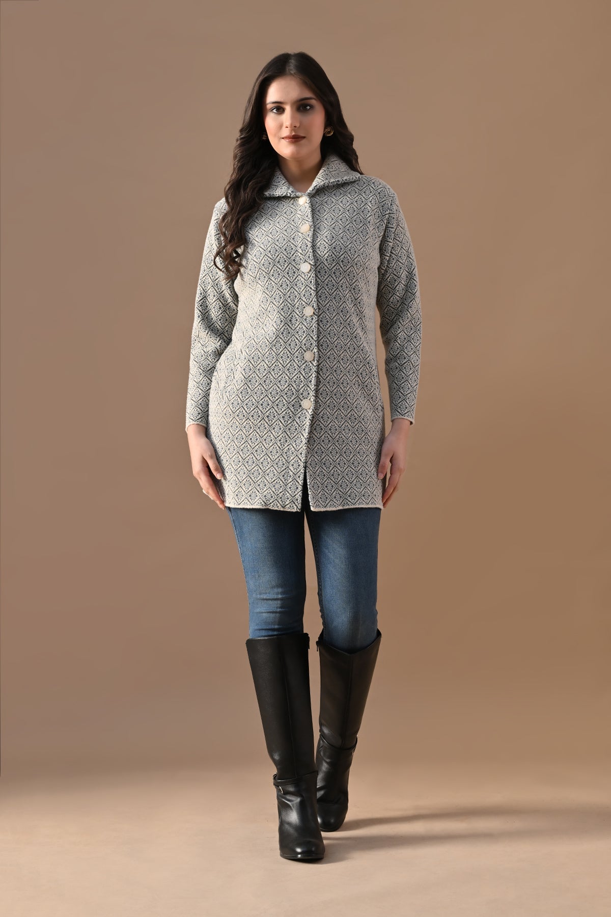 Winter Cream Classic Collar Neck Overcoat