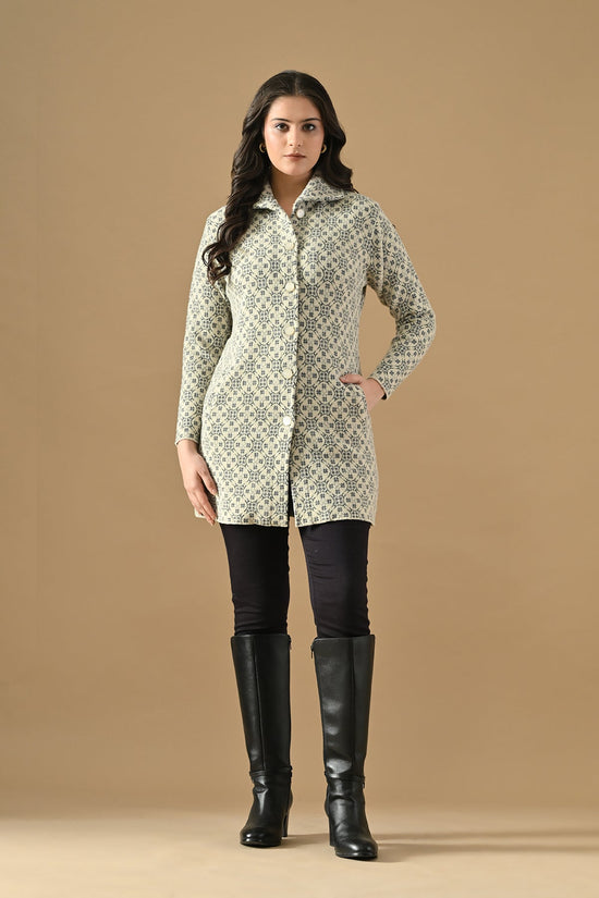 Winter Cream Classic Collar Neck Overcoat