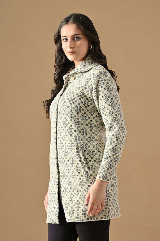 Winter Cream Classic Collar Neck Overcoat