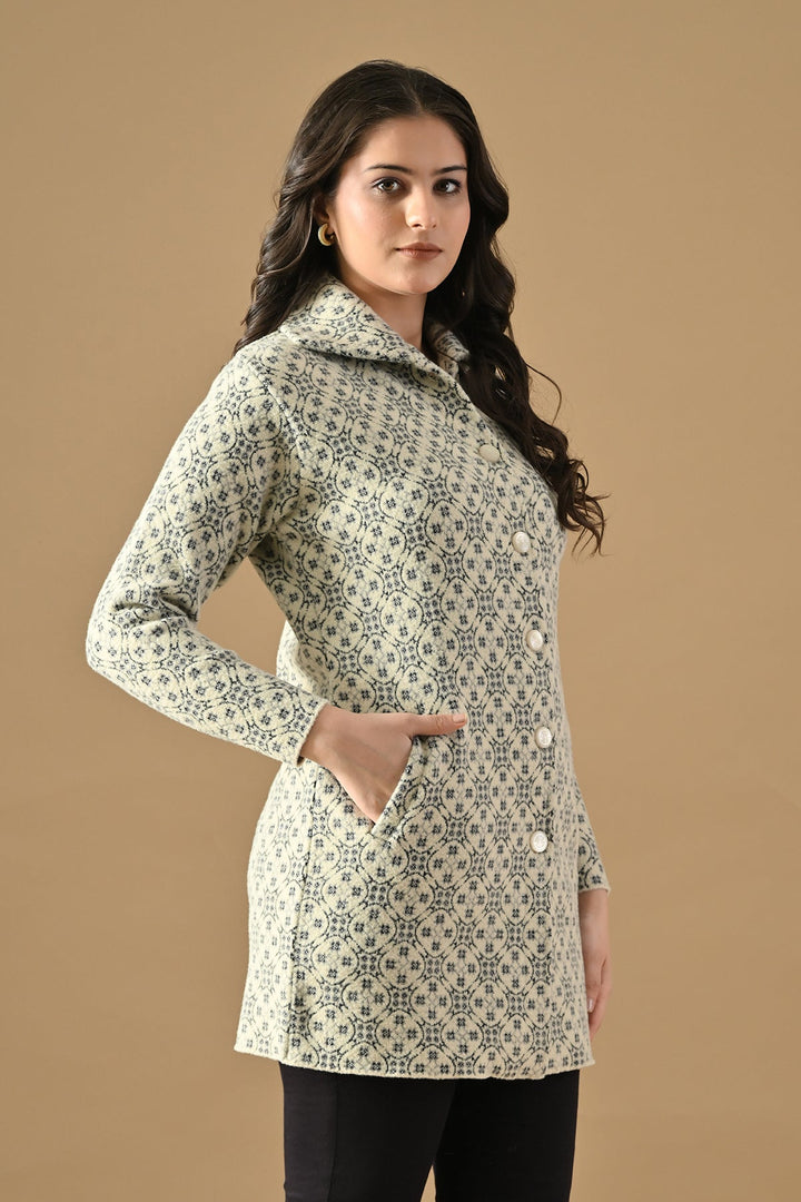 Winter Cream Classic Collar Neck Overcoat