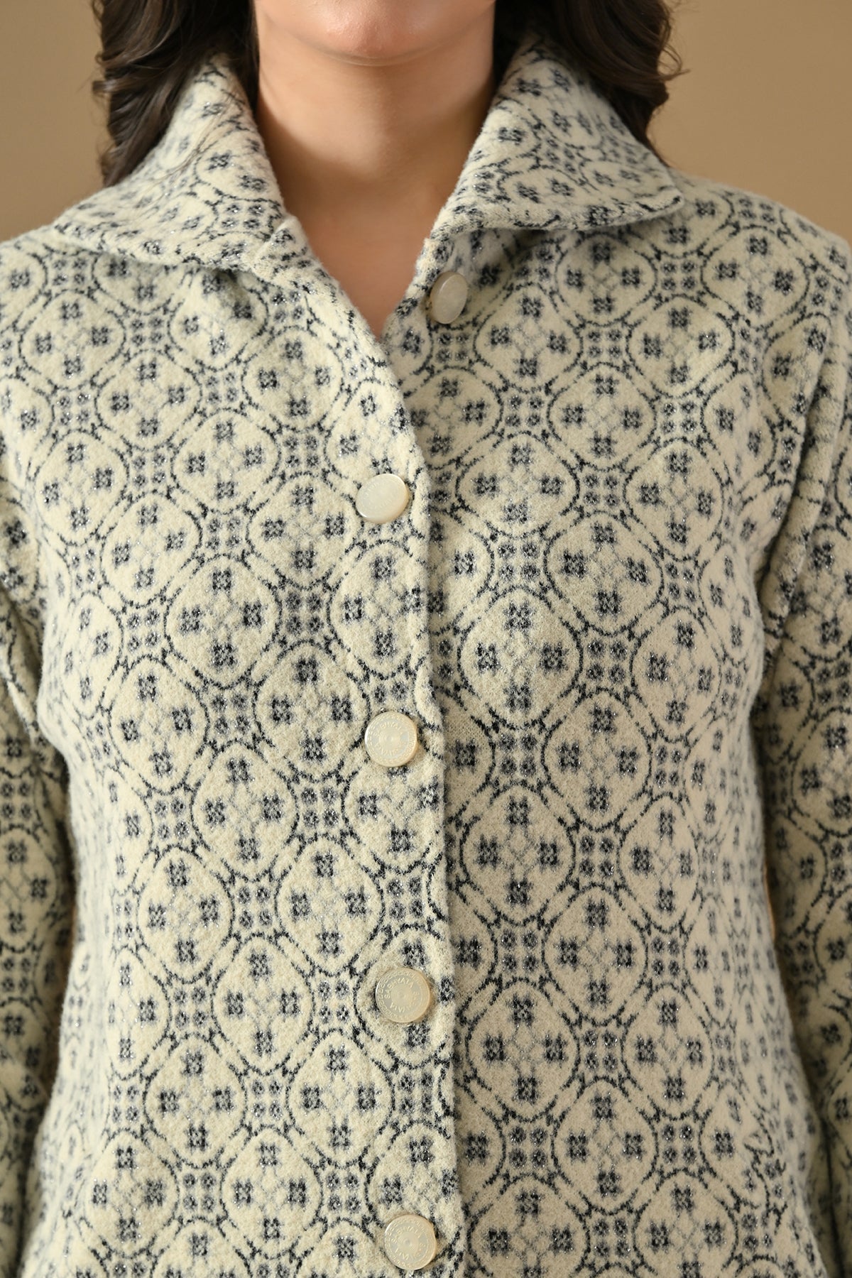 Winter Cream Classic Collar Neck Overcoat