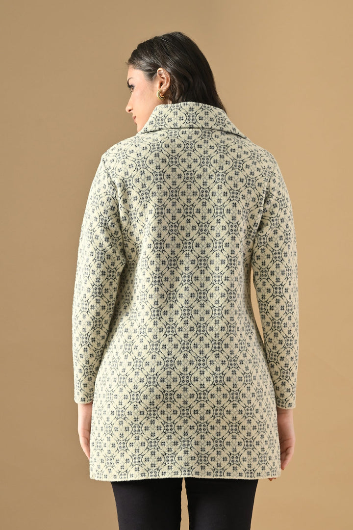 Winter Cream Classic Collar Neck Overcoat