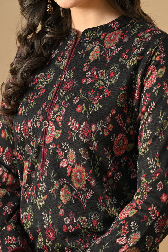 Winter Black Ethnic Motifs Woven Co-Ord Set