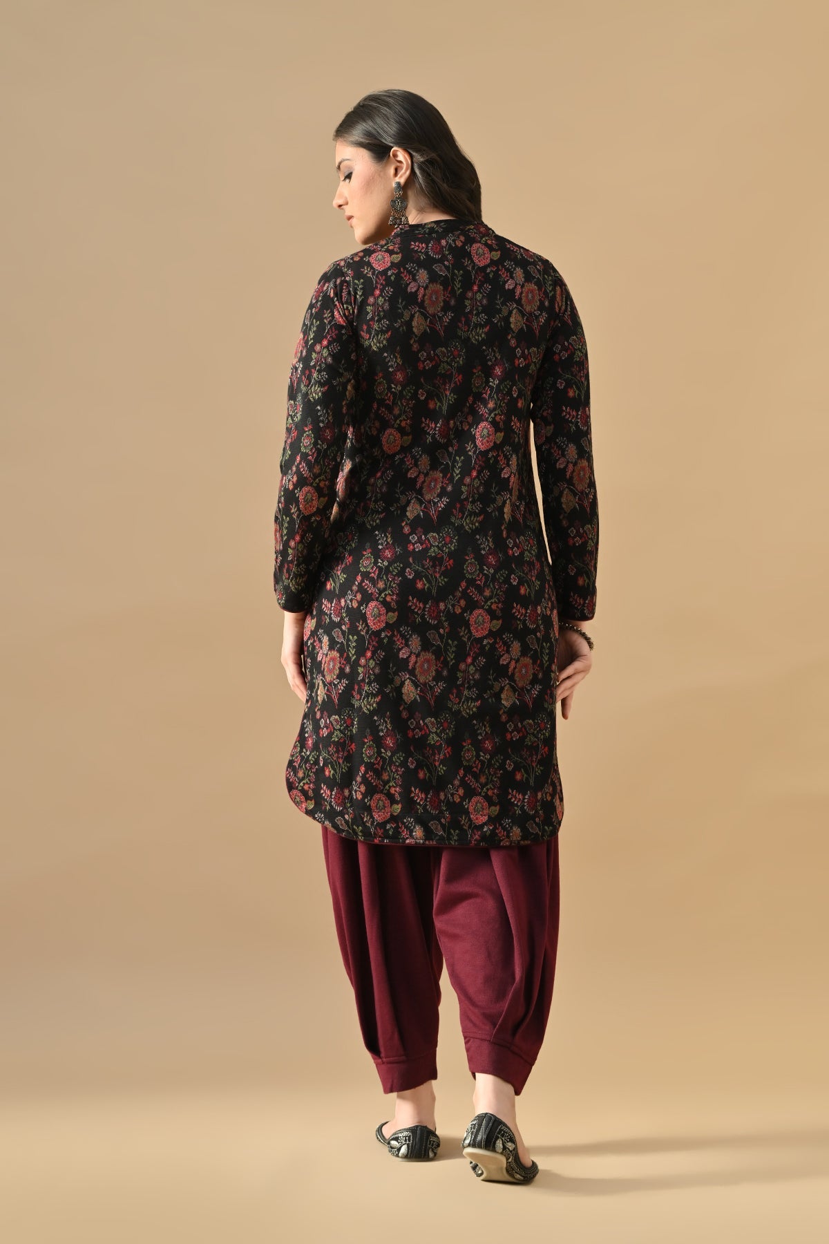 Winter Black Ethnic Motifs Woven Co-Ord Set