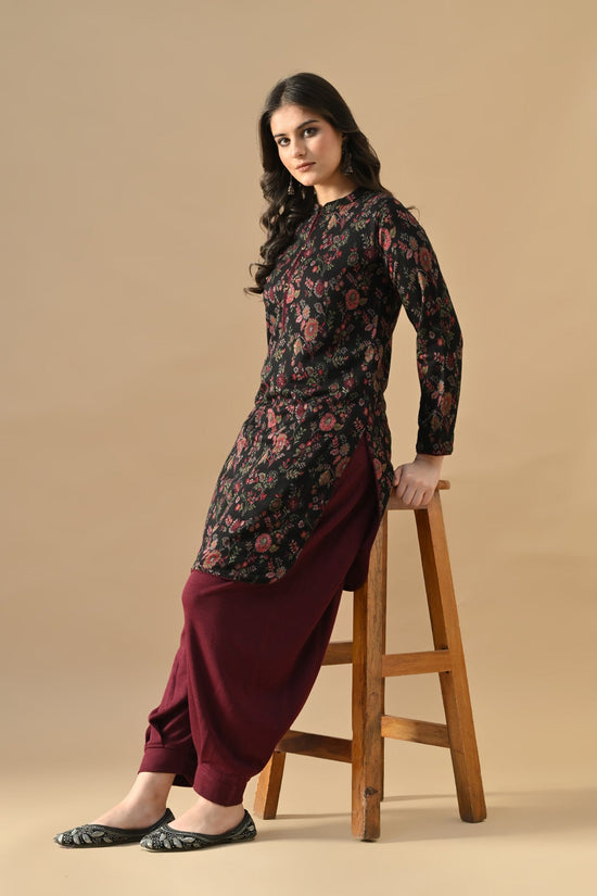 Winter Black Ethnic Motifs Woven Co-Ord Set