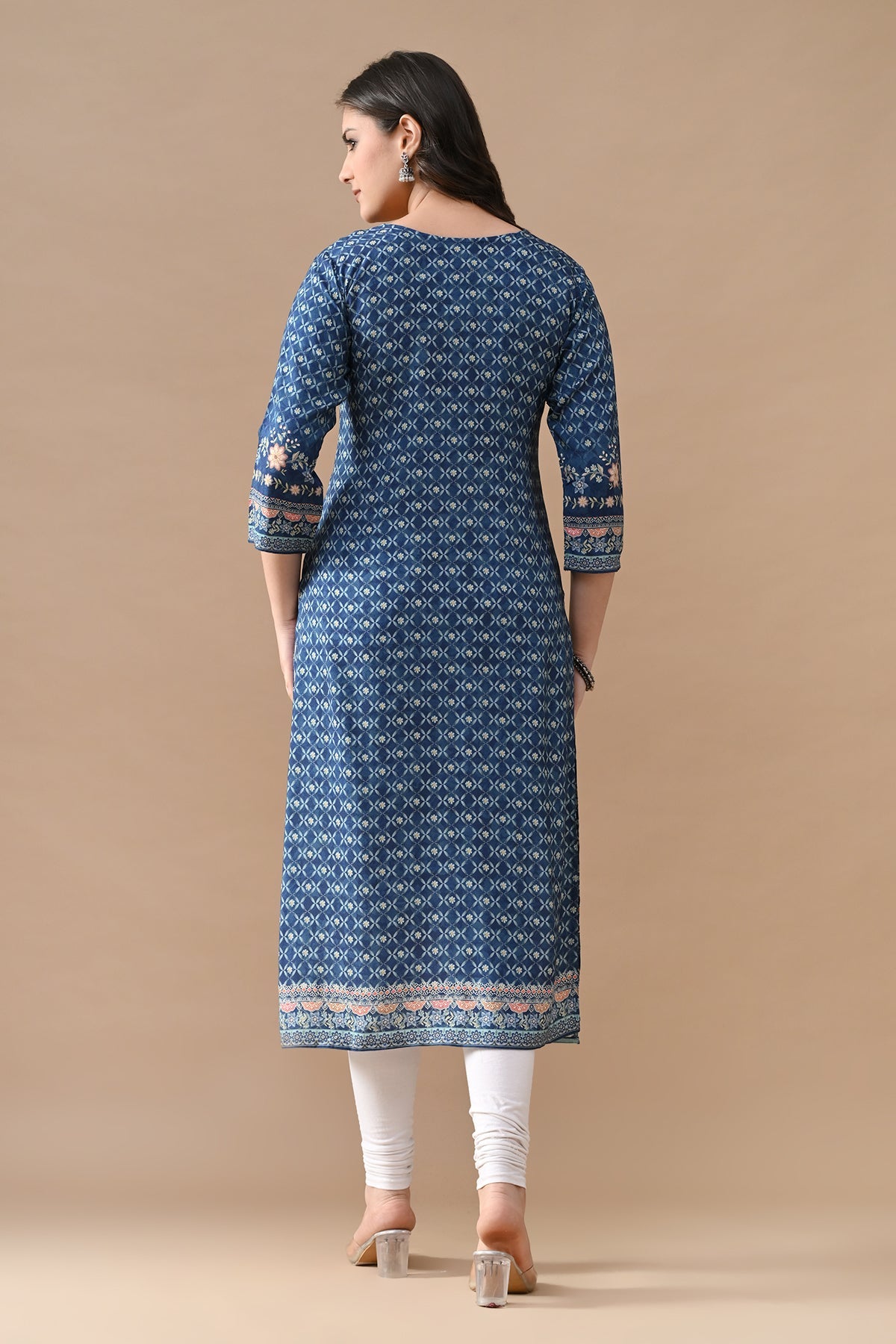 Blue Printed Straight Kurta